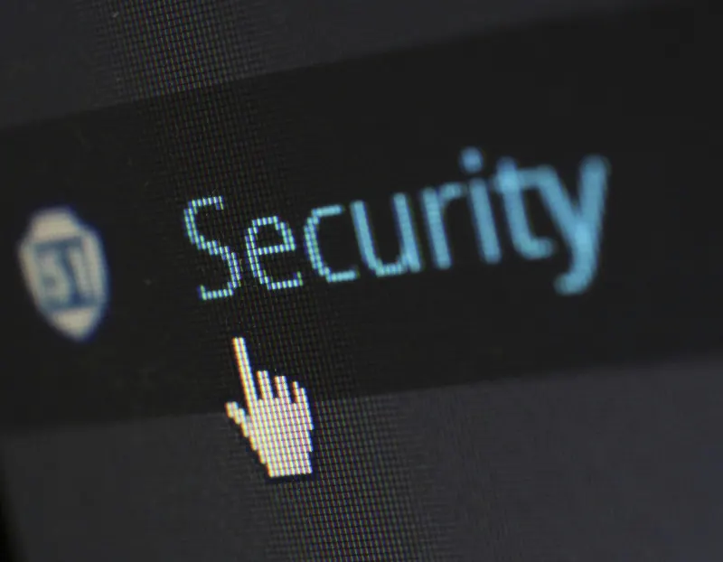 Muisaanwijzer op het woord Security op een scherm